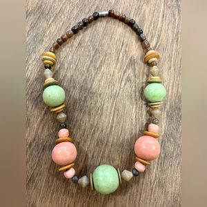 Vintage African Handmade Wooden Bead Necklace